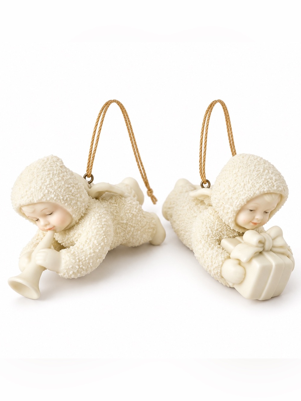 Department 56 Snowbabies Cherub Angel Christmas Ornaments Set of 2